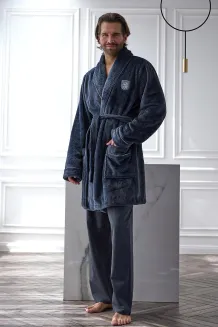 Szlafrok męski krótki L&L 2664 bonżurka Elegant 3XL - 3