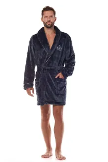 Stylowy krótki szlafrok męski L&L 2454 M-2XL haft R - 3