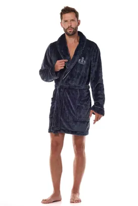 Stylowy krótki szlafrok męski L&L 2454 M-2XL haft R