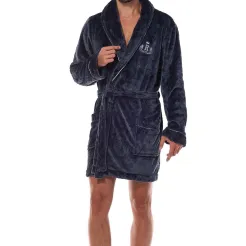 Stylowy krótki szlafrok męski L&L 2454 M-2XL haft R
