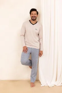 Piżama męska Regina 491 bawełniana ze spodniami w kratkę M-XL - 2