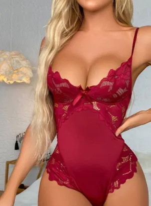 Koronkowe body De Namour Sheer Lace Bodysuit DEN077 S-XL
