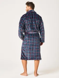 Szlafrok męski w kratę Key MGL 406 M-2XL - 2