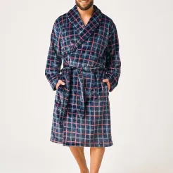 Szlafrok męski w kratę Key MGL 406 M-2XL