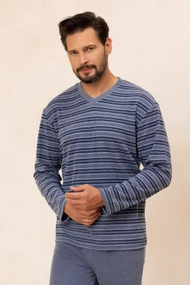 Piżama męska Regina 490 frotte paski M–XL