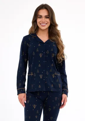 Piżama Cornette 482/447 Gold Night Christmas S-2XL damska rozpinana