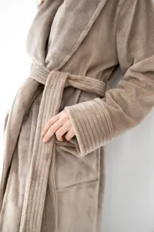 Elegancki długi szlafrok damski Sensis Marron S-2XL - 5