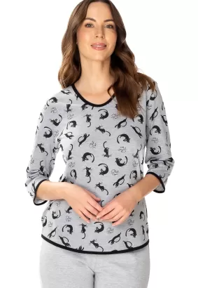 Bawełniana piżama damska w koty Kitty 6409