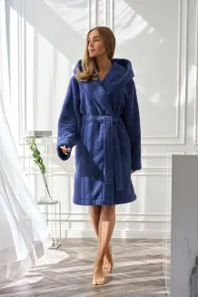 Szlafrok damski L&L Heaven krótki puszysty z kapturem S-XL - 4