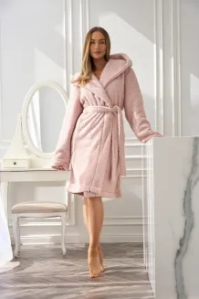 Szlafrok damski L&L Heaven krótki puszysty z kapturem S-XL - 5