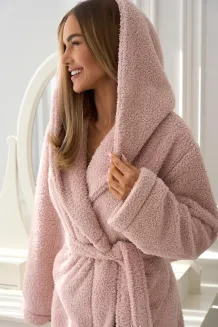 Szlafrok damski L&L Heaven krótki puszysty z kapturem S-XL - 2