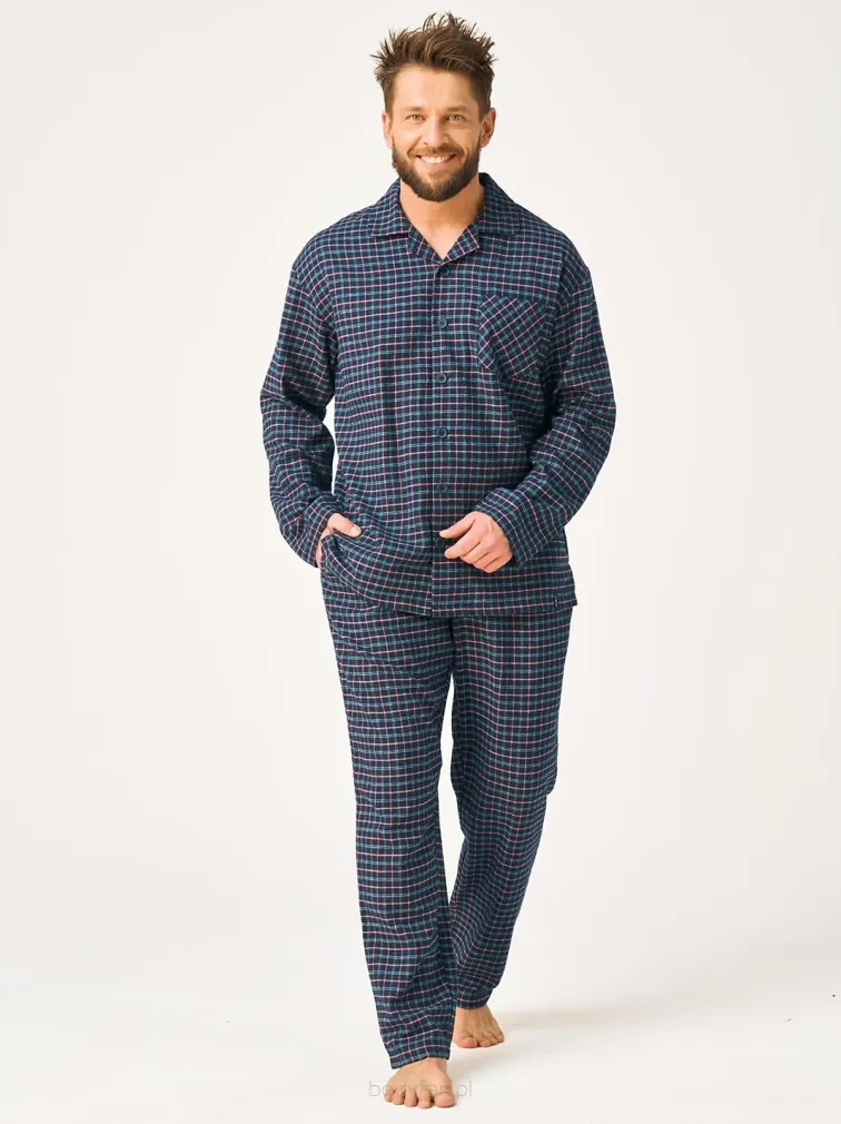 Flanelowa piżama męska rozpinana Key MNS 406 M-2XL