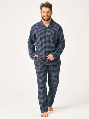 Flanelowa piżama męska rozpinana Key MNS 406 M-2XL