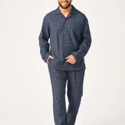 Flanelowa piżama męska rozpinana Key MNS 406 M-2XL