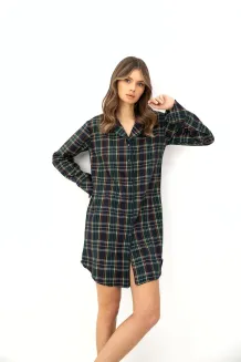 Rozpinana koszula nocna w kratę Sensis Skyler XS-2XL - 4