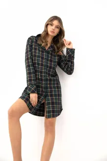 Rozpinana koszula nocna w kratę Sensis Skyler XS-2XL - 3