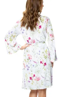 Peniuar w kwiaty z jedwabiu wiskozowego Mewa Flores 6538 - 3