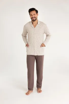 Piżama męska Regina 486 rozpinana z kołnierzykiem 2XL–3XL