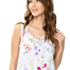 Koszulka na ramiączkach z jedwabiu wiskozowego Mewa Flores 6537