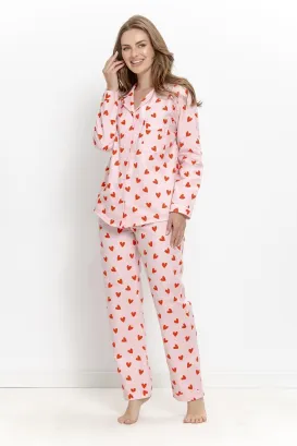 Flanelowa piżama damska w serca Taro 3628 Sorella S-XL
