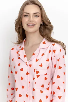 Flanelowa piżama damska w serca Taro 3628 Sorella S-XL