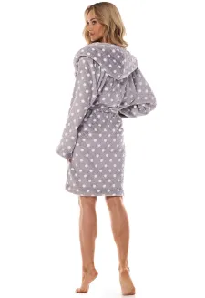 Szlafrok damski z kapturem L&L 2405 Dots S-XL - 3