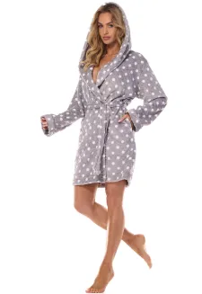 Szlafrok damski z kapturem L&L 2405 Dots S-XL - 4
