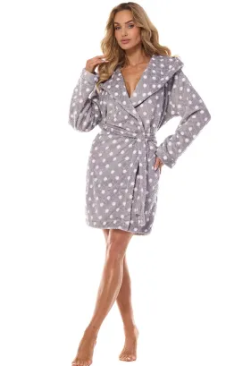 Szlafrok damski z kapturem L&L 2405 Dots S-XL