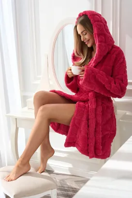 Szlafrok damski krótki w serca L&L 2553 Valentina  S-XL