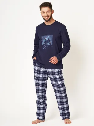 Piżama męska Key MNS 412 M-2XL spodnie flanela