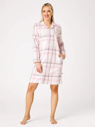 Długa koszula damska flanelowa Key LND415 S-XL rozpinana