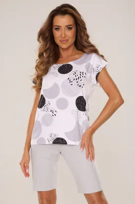 Piżama De Lafense 861 Amelia – wiskoza, geometryczny print, M–2XL