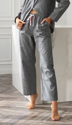 Spodnie piżamowe damskie L&L 2534 Coco bawełna szary melanż S–XL