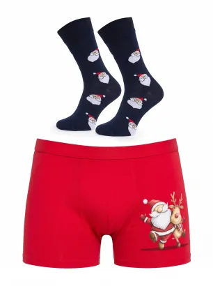 Komplet bokserki i skarpety Cornette 914/06 Świąteczny Gift M-2XL