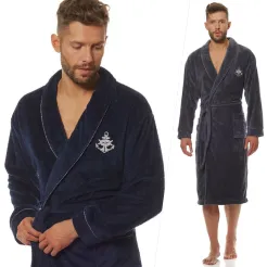 Elegancki szlafrok męski L&L 2114 Marine kotwica