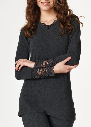 Ocieplana koszulka z koronką Key Hot Touch LVD 729 4 S-XL