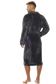 Klasyczny długi szlafrok męski M-2XL L&L 2111 Luca haft W - 3
