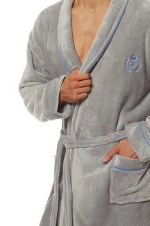 Klasyczny długi szlafrok męski M-2XL L&L 2111 Luca haft W - 9