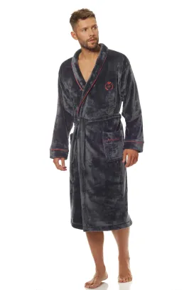 Klasyczny długi szlafrok męski M-2XL L&L 2111 Luca haft W