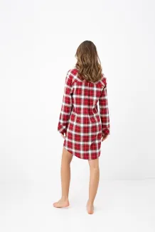 Koszula nocna w czerwoną kratę Sensis Clariel XS-2XL  flanelowa rozpinana - 4