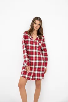 Koszula nocna w czerwoną kratę Sensis Clariel XS-2XL  flanelowa rozpinana - 7