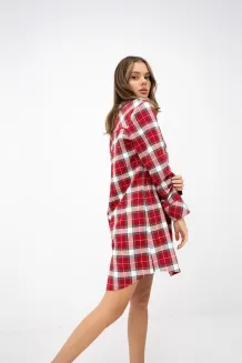 Koszula nocna w czerwoną kratę Sensis Clariel XS-2XL  flanelowa rozpinana - 8