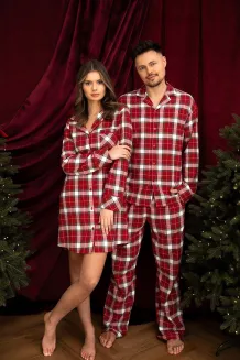 Koszula nocna w czerwoną kratę Sensis Clariel XS-2XL  flanelowa rozpinana - 12