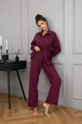 Piżama damska Sensis Colette muślin burgund S-XL