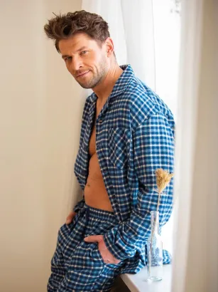 Flanelowa piżama męska rozpinana Key MNS 404  M-2XL
