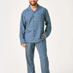 Flanelowa piżama męska rozpinana Key MNS 404  M-2XL