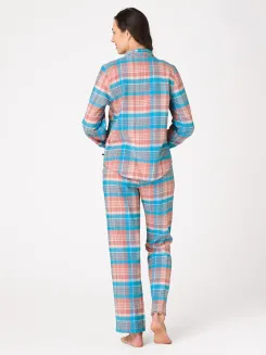 Flanelowa piżama damska rozpinana Key LNS 435  S-XL - 2