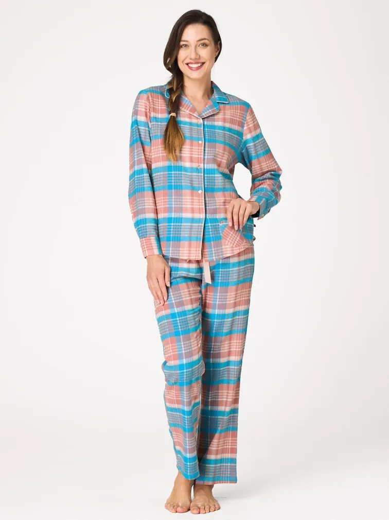 Flanelowa piżama damska rozpinana Key LNS 435  S-XL