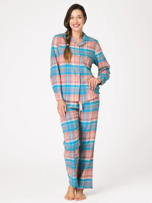 Flanelowa piżama damska rozpinana Key LNS 435  S-XL
