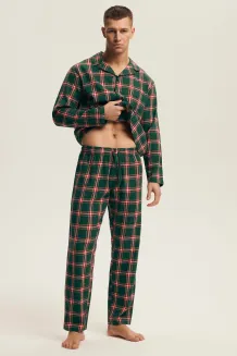 Piżama męska Henderson 43460 Nut flanelowa rozpinana M-3XL - 3